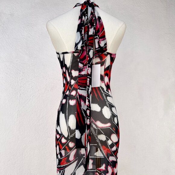 NWT Halden The Athena Luxury Stretch Mesh Butterfly Maxi Dress OS/M Goddesscore - Picture 11 of 16